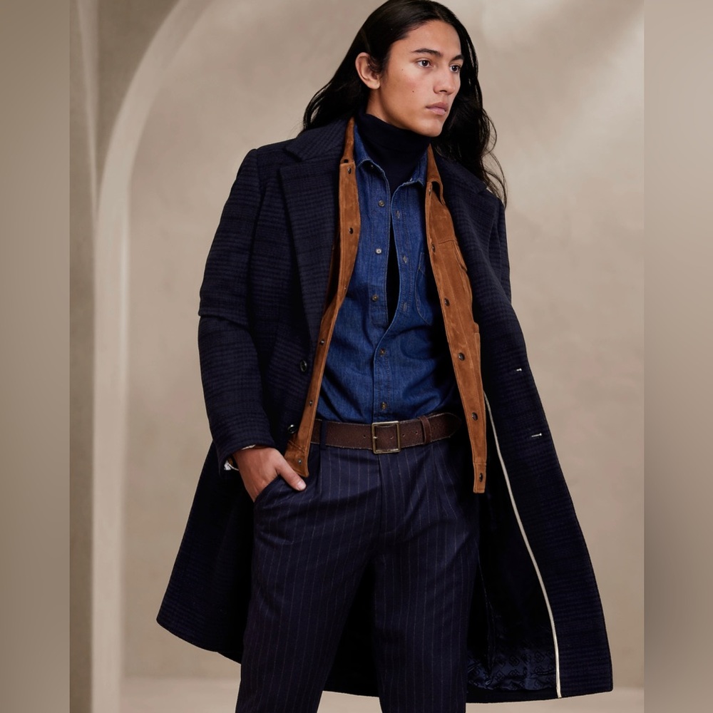 Banana Republic - Grey Plaid Overcoat